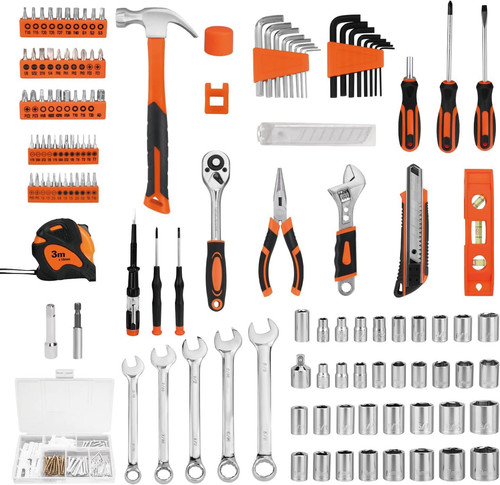 248-Piece Tool Set - General Household Hand Kit with Plastic Orange