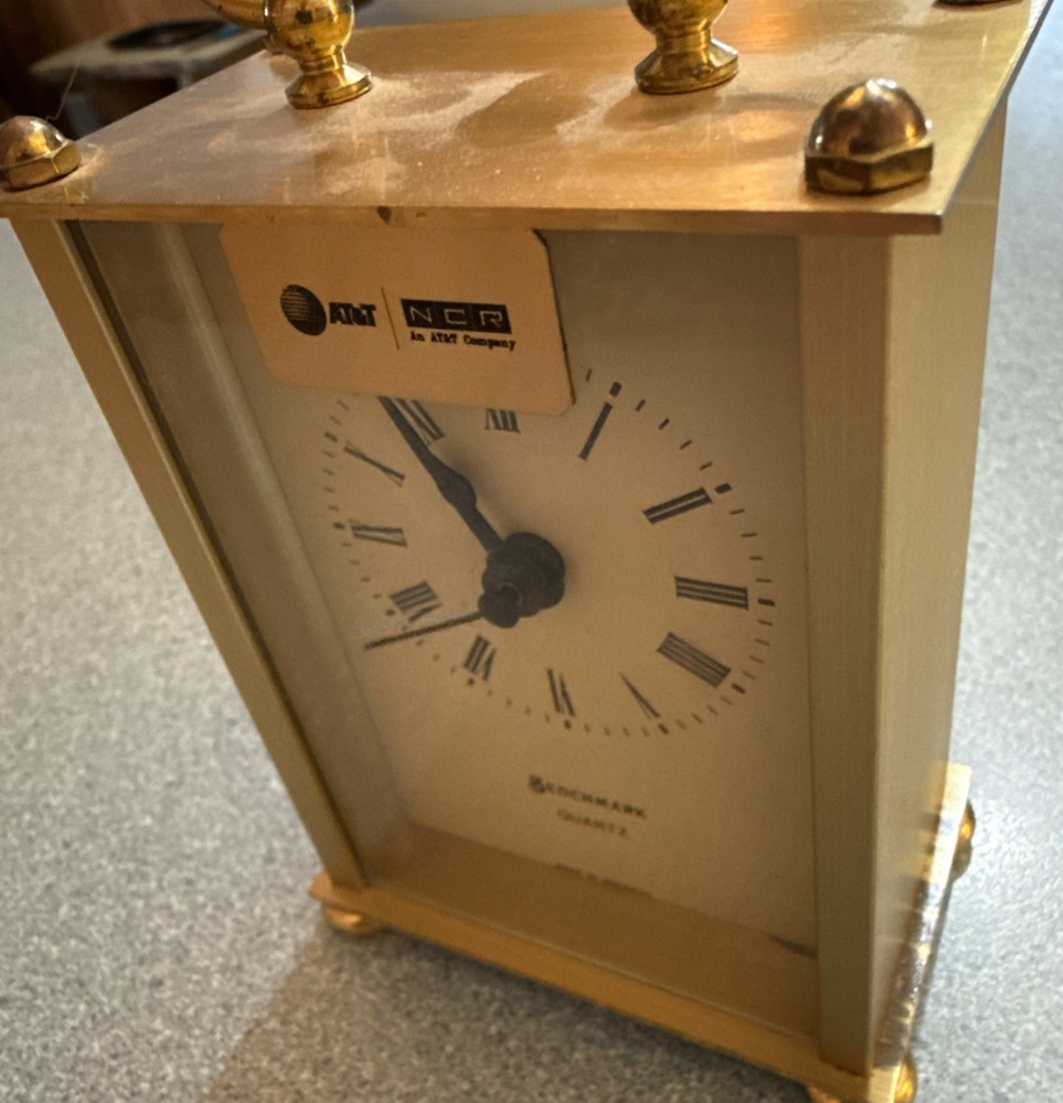 Benchmark Quartz Clock Brushed Brass Made In Germany