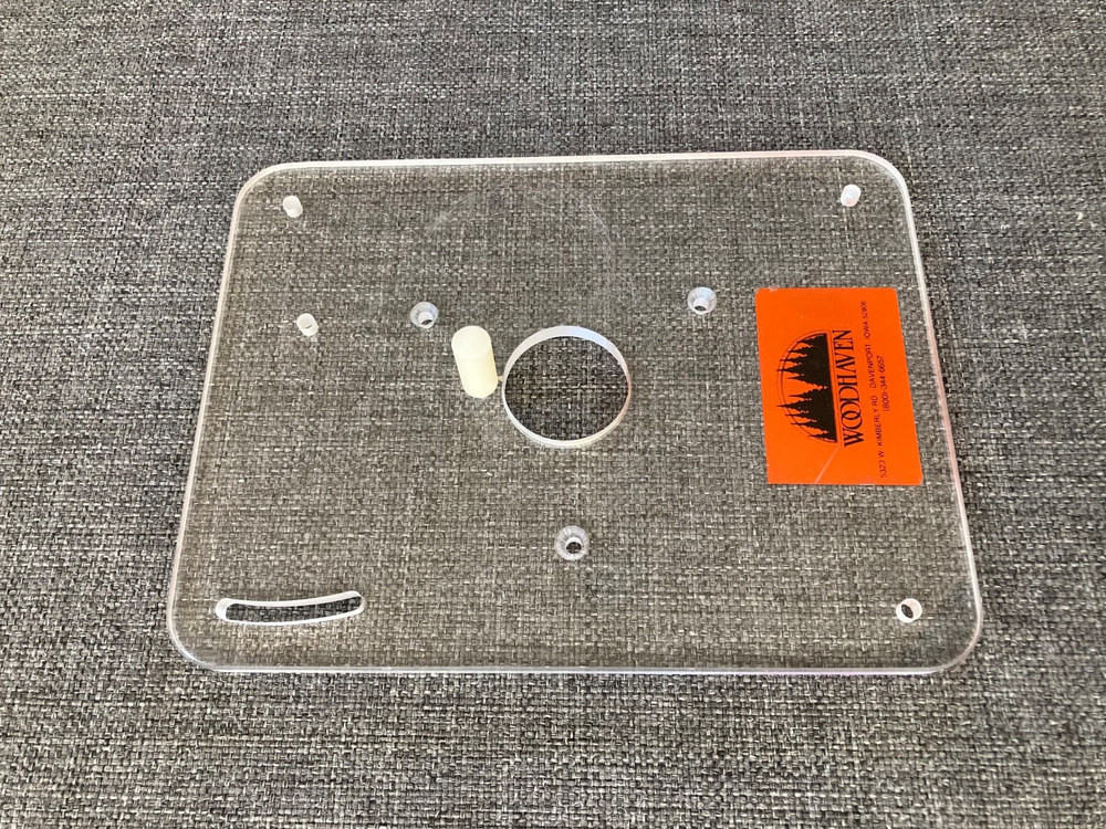 Woodhaven router table polycarbonate insert with pin, used