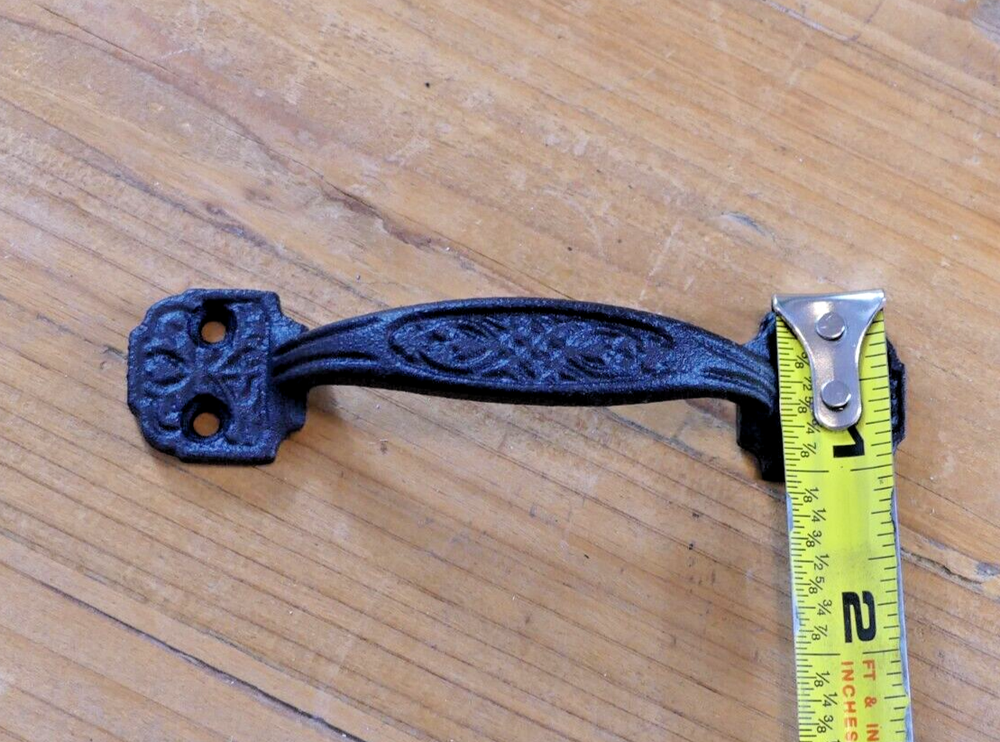 5 Small Drawer Pulls 4 1/4" Window Antique Vintage Style Rustic Cast Iron BLACK