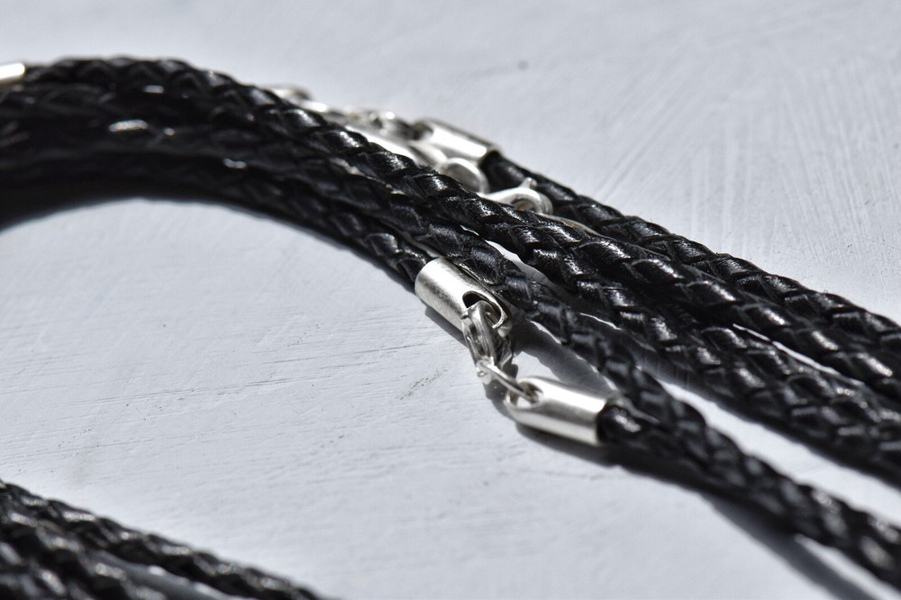 Leather lace, with silver 925 clasp. Handmade