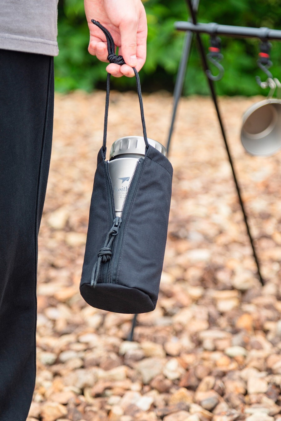 Keith Titanium Ti3070 Nesting Camp Set - Plastic-Free Bottle, Mug & Wood Stove