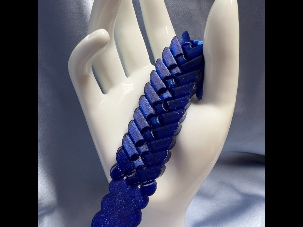 Blue snake skin texture Chotki handmade 3D printed Size 21 cm 31 gram