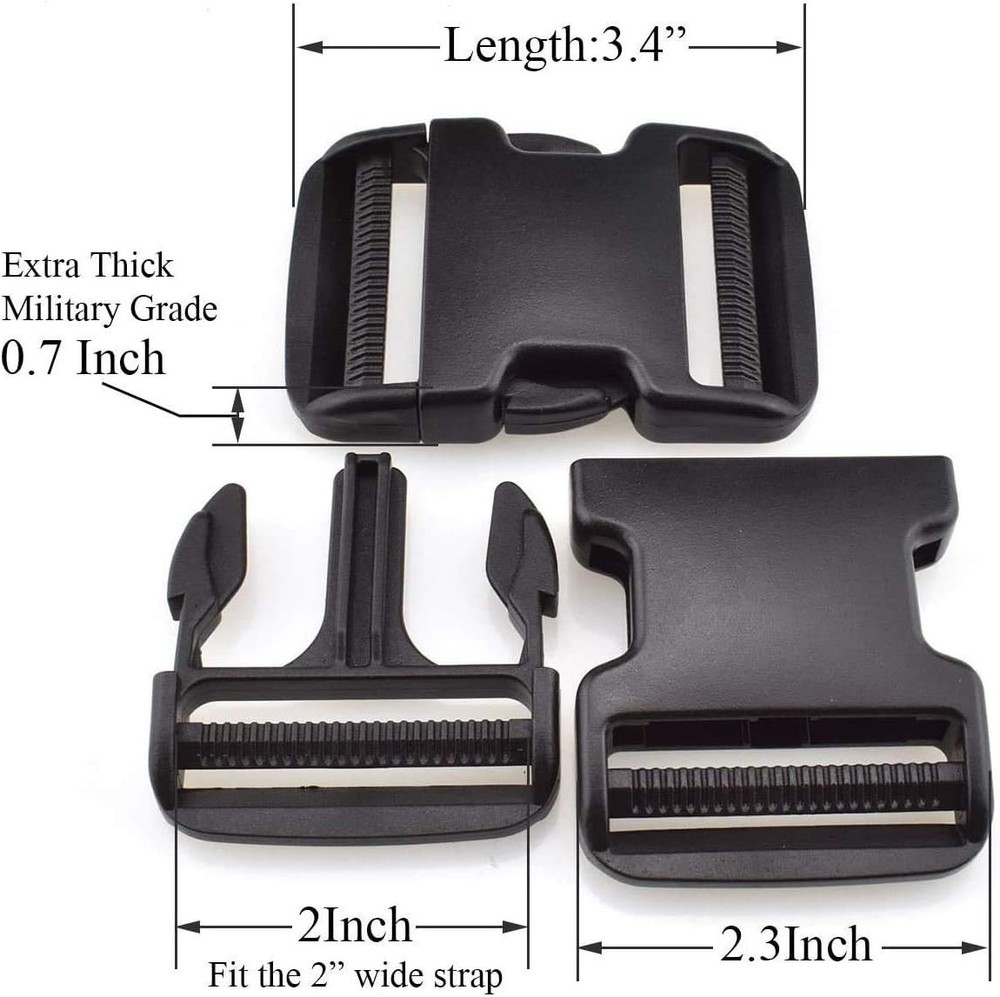 Quick Release 2-Inch Plastic Buckles with Tri-Glide Clips for Versatile Use