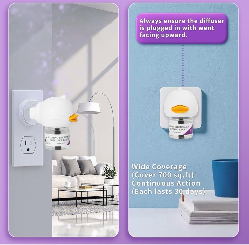 Cat Calming Pheromone Diffuser Kit Plug‑In with 2 Refills Anxiety Relief