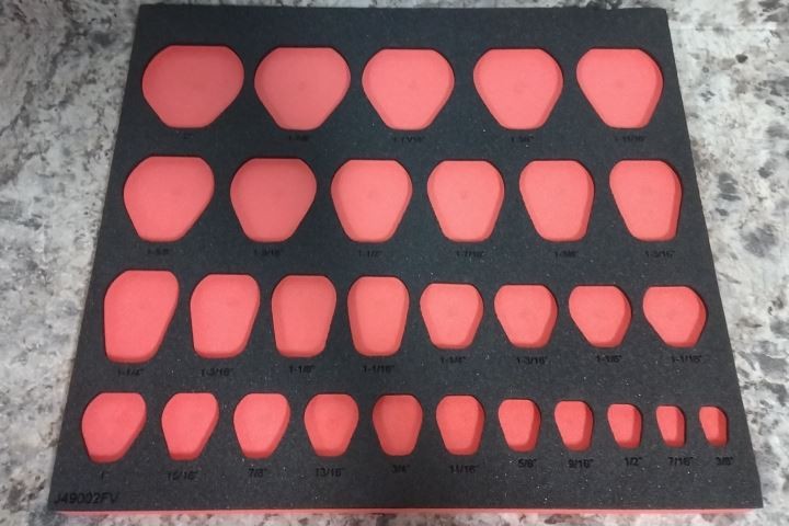 Proto J49002FV 23 In Overall Width Black/Red Foam Insert