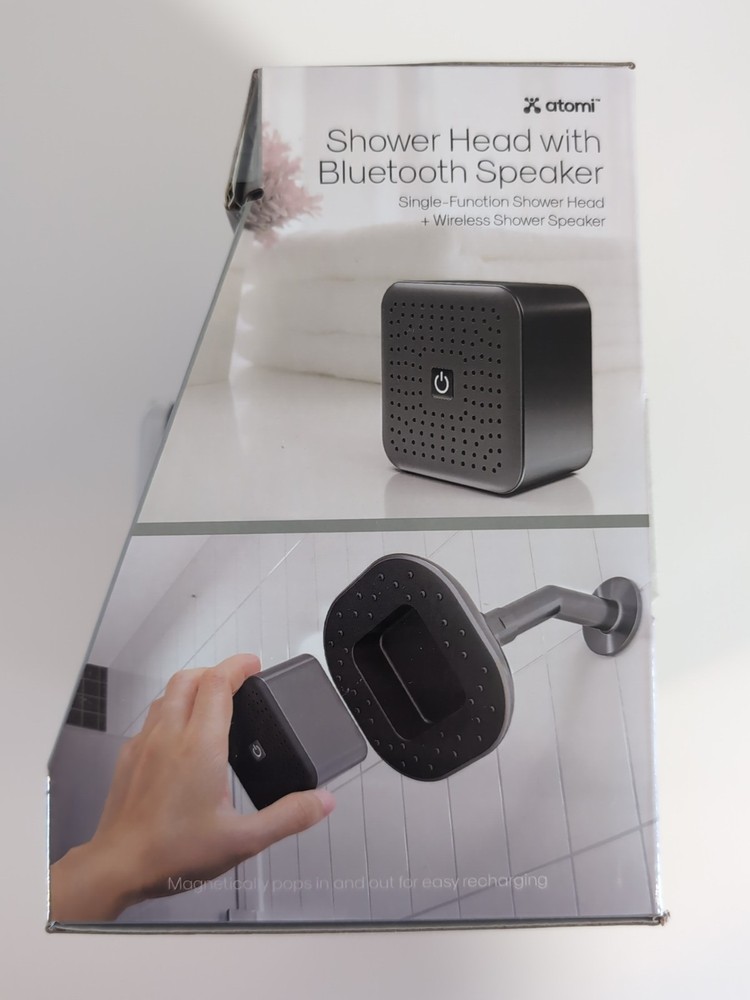 ATOMI Shower Head with Bluetooth Rechargeable Speaker - Black