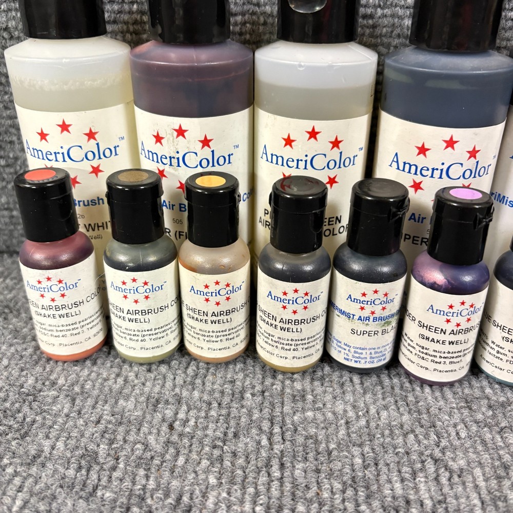 Cookie Countess Airbrush Compressor Kit AmeriColor Paint Lot Tested