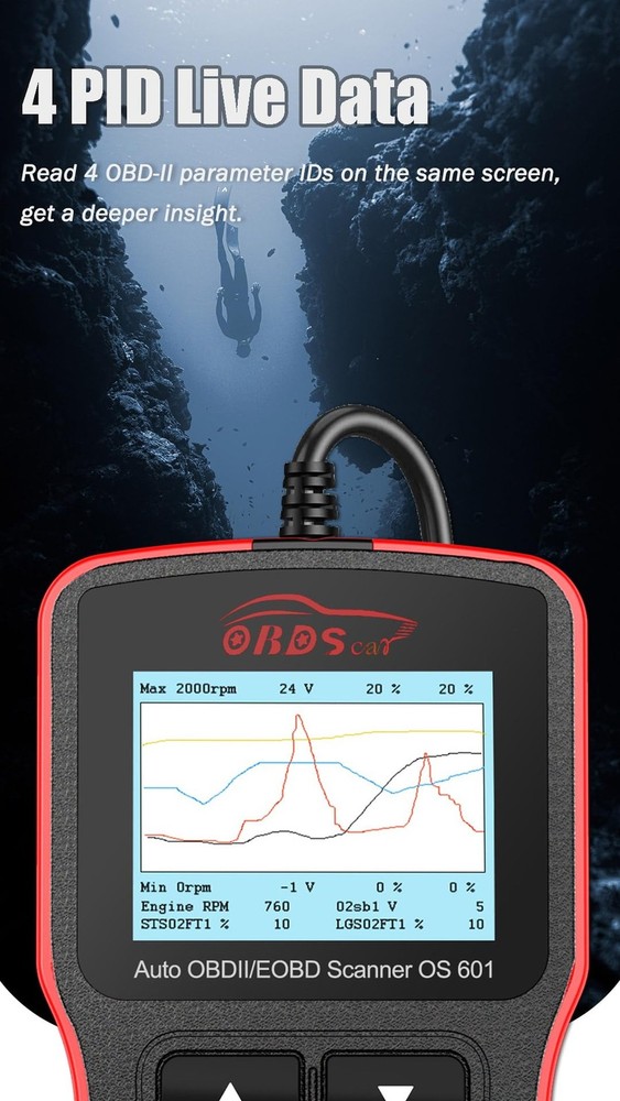 OS601 OBD2 Scanner Diagnostic Tool Code Reader Engine Fault Scan Tool for OBD...