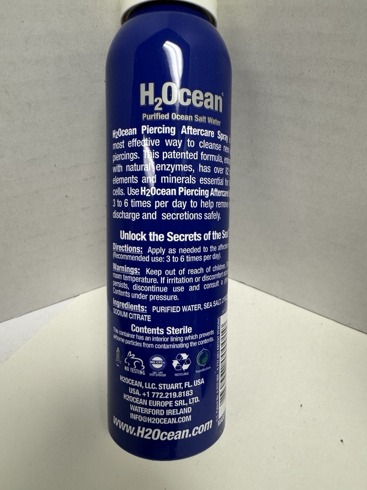 6 Pack H2Ocean Piercing Aftercare Spray 4oz Body & Oral Piercings