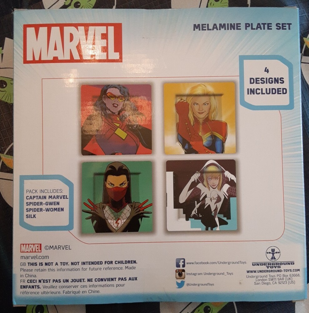 Marvel Melamine 3 Pack Set 2016 SDCC Convention Captain Marvel Spider Gwen Silk