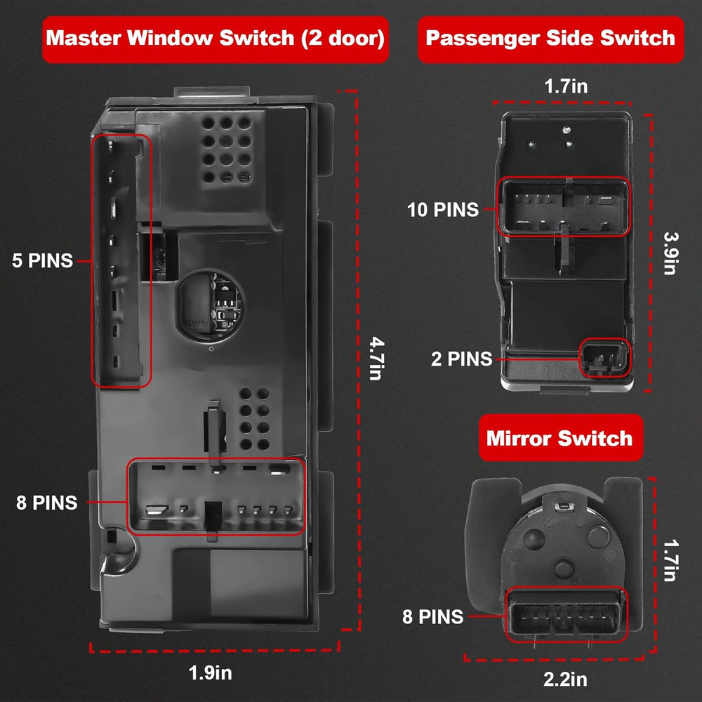 Power Window Control Switch Button&Passenger Side Door Lock Switch&Mirror Switch