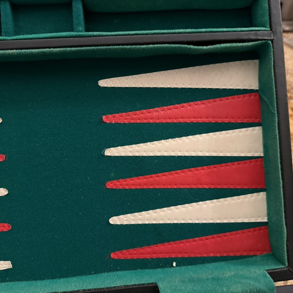 VTG Backgammon Set Bakelite 32 Red Cream Pieces