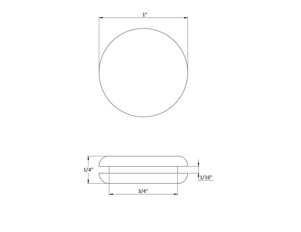 Rubber Hole Plug for 3/4" Opening - 1/16" Thick Panel -Grommet Without A Hole