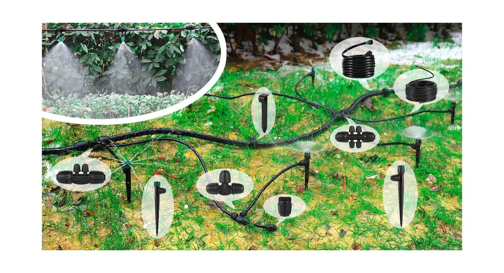 Leak-Proof Drip Irrigation Kit,Quick Connect Irrigation System, Lock Barbed G...