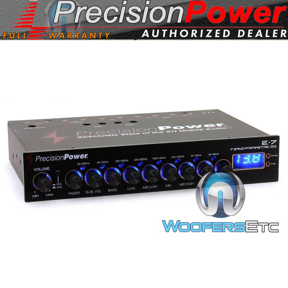 PRECISION POWER E.7 BAND PARAMETRIC DIGITAL EQUALIZER 7 VOLT STEREO PRE AMP NEW