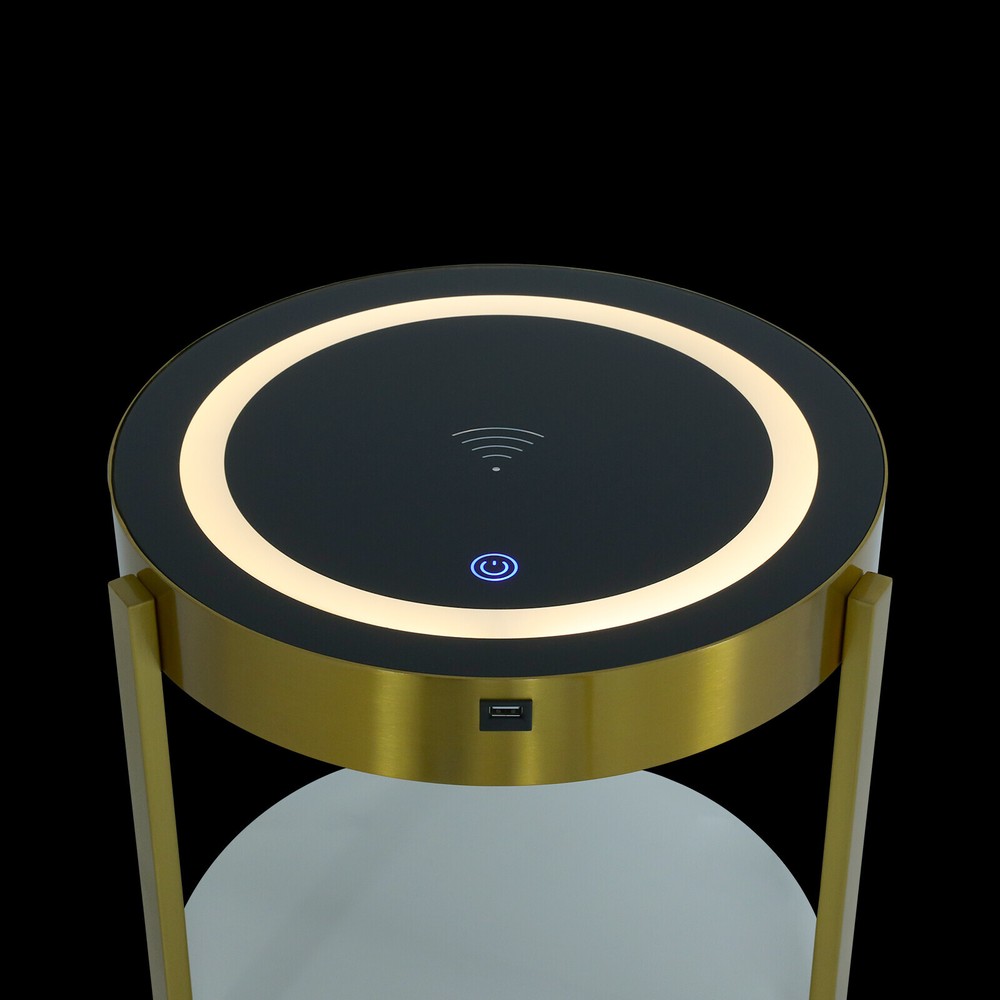 LED Nightstand Bedside Table with Drawers USB & Charging Station End Side Table