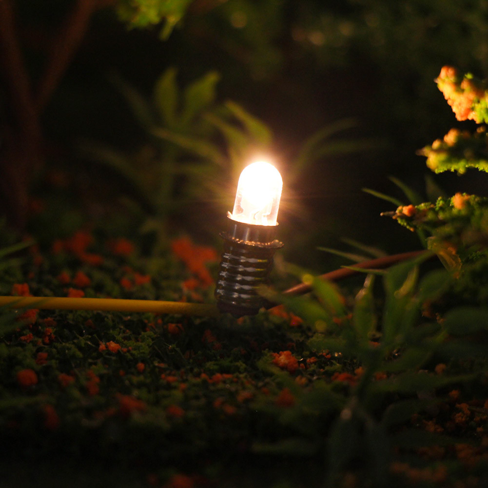 10 sets Warm White LED Screw Bulb and Stand Base E5 E5.5 12V-14V E505WMT