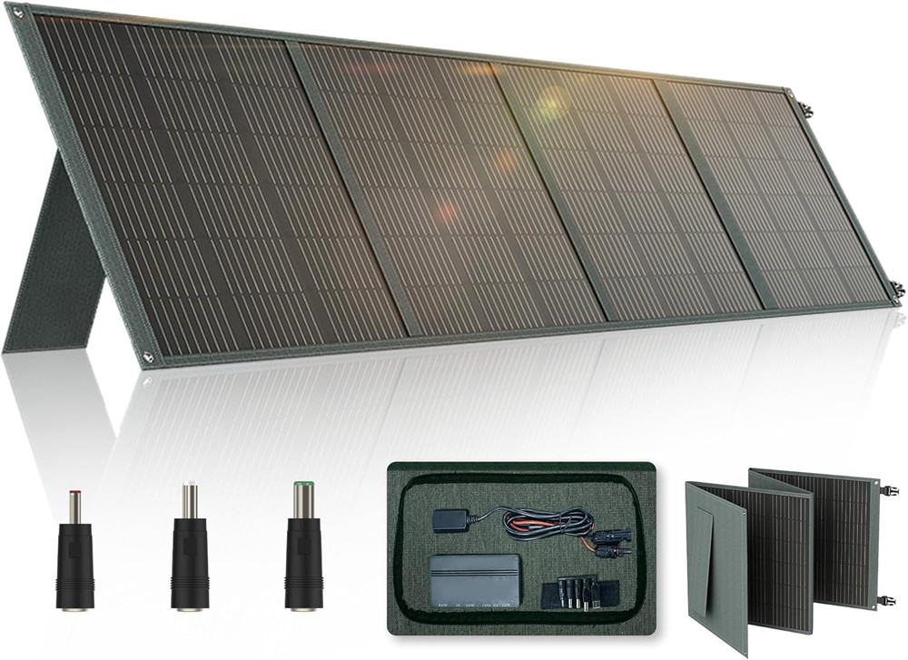 220W Foldable Solar Panel - Waterproof, 2 USB Outputs for Off-Grid Charging