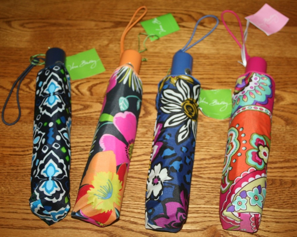 Vera Bradley UMBRELLA Compact One Touch Automatic Open Folding 4 tote backpack