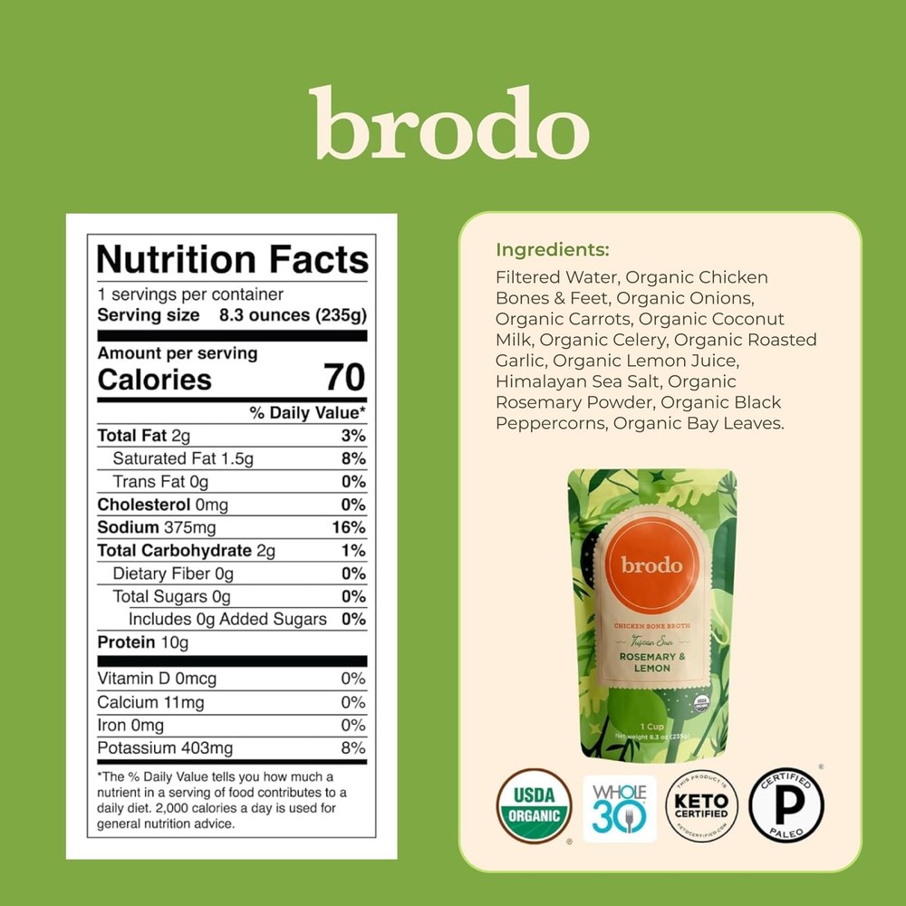 Brodo Broth Variety Pack Single Serving Pouches Not Made From Concentrate
