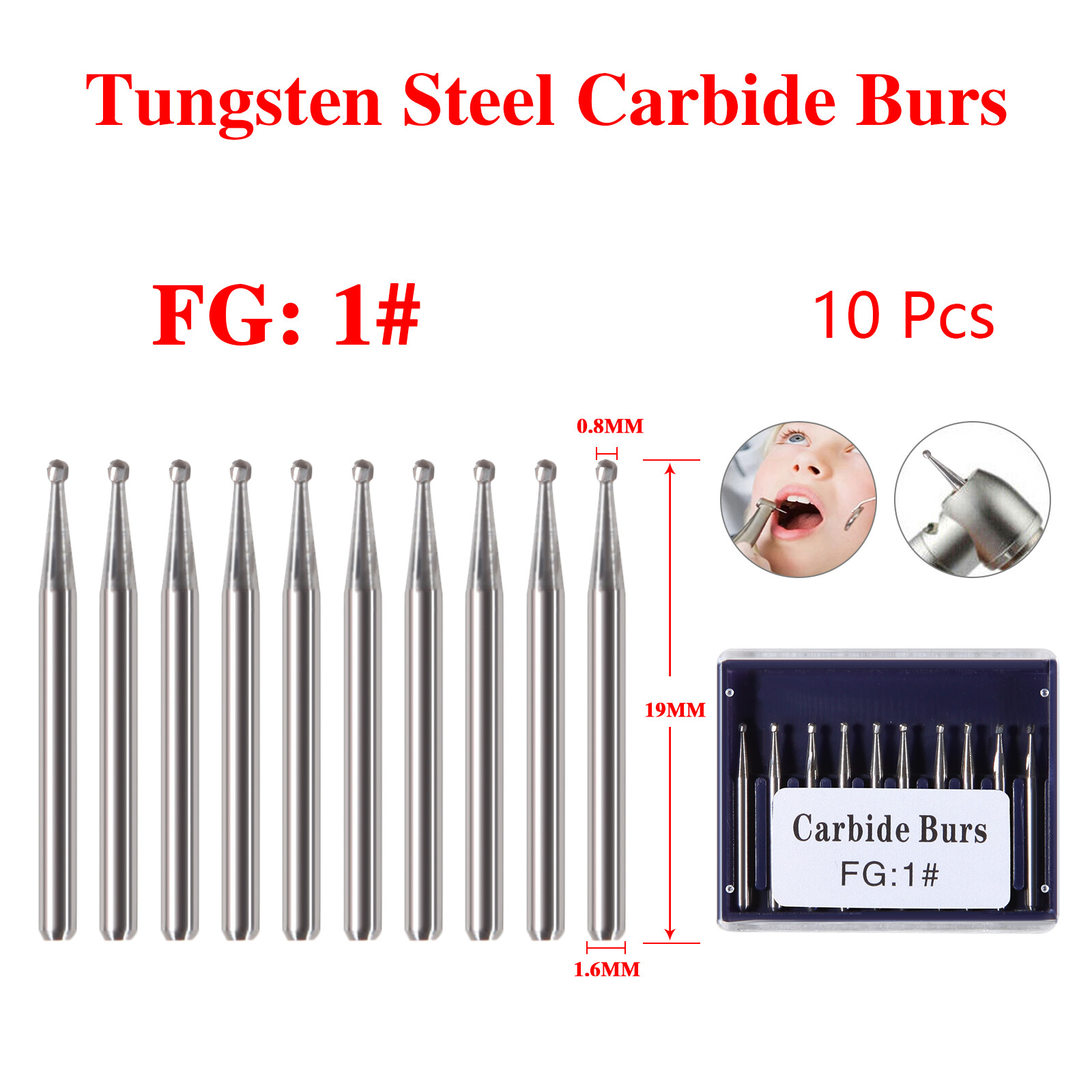 Acero de Dental Tungsteno FG Fresas de Carburo para Alta Velocidad /Zekrya FG