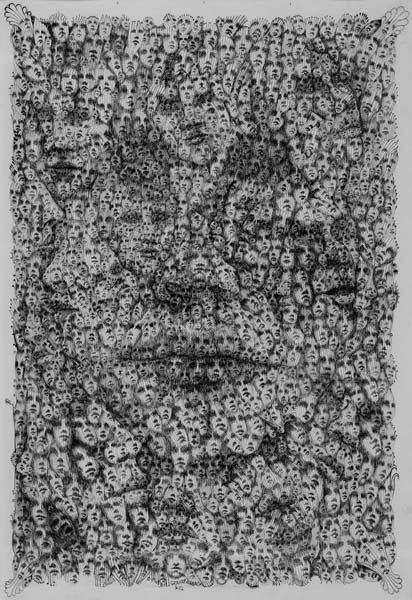 Lee Conklin Faces Serigraph Art Print BG112 Spirit Poster Back Image Silver