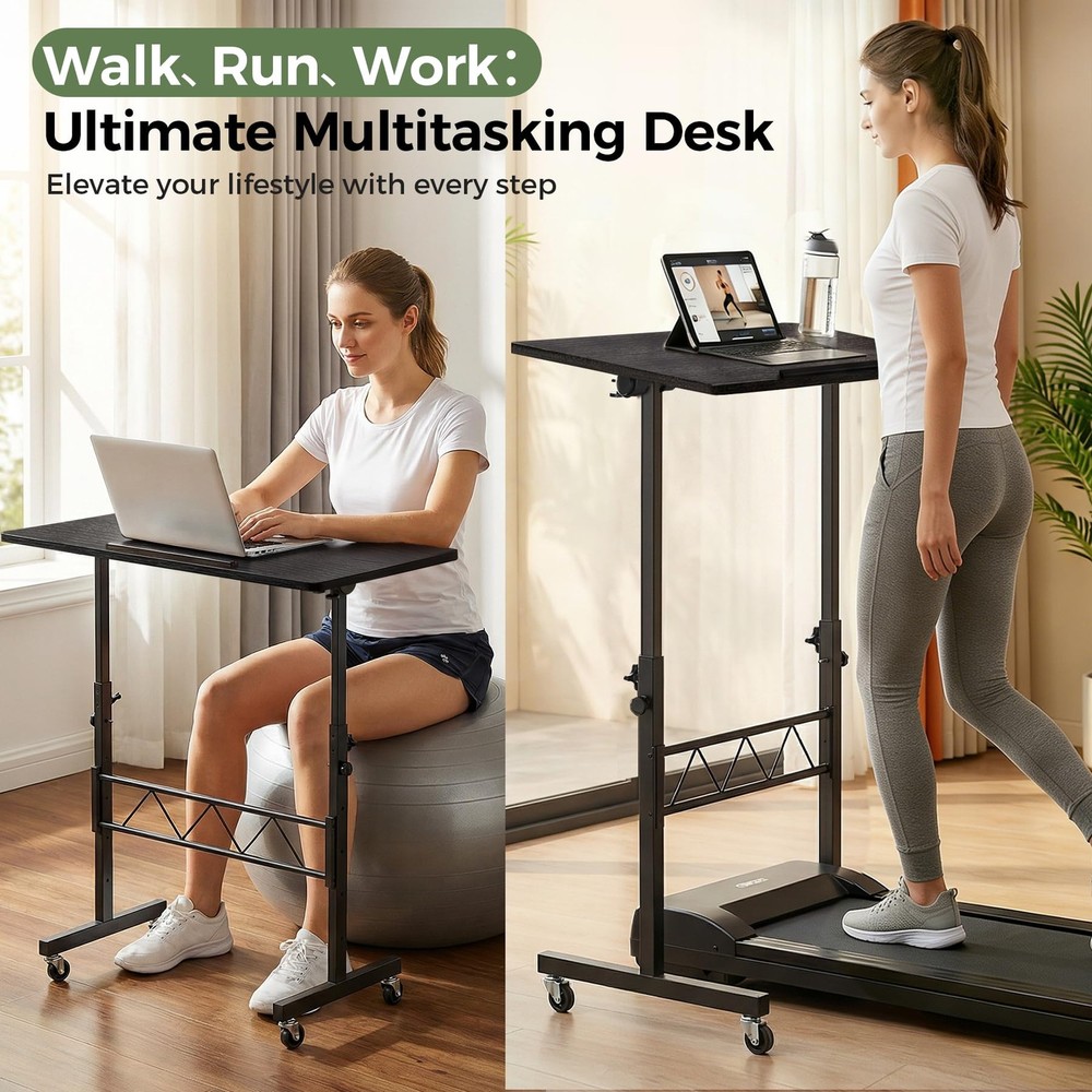 Small Standing Desk Adjustable Height, 30.7"-46.4" Portable Computer Table Mo...