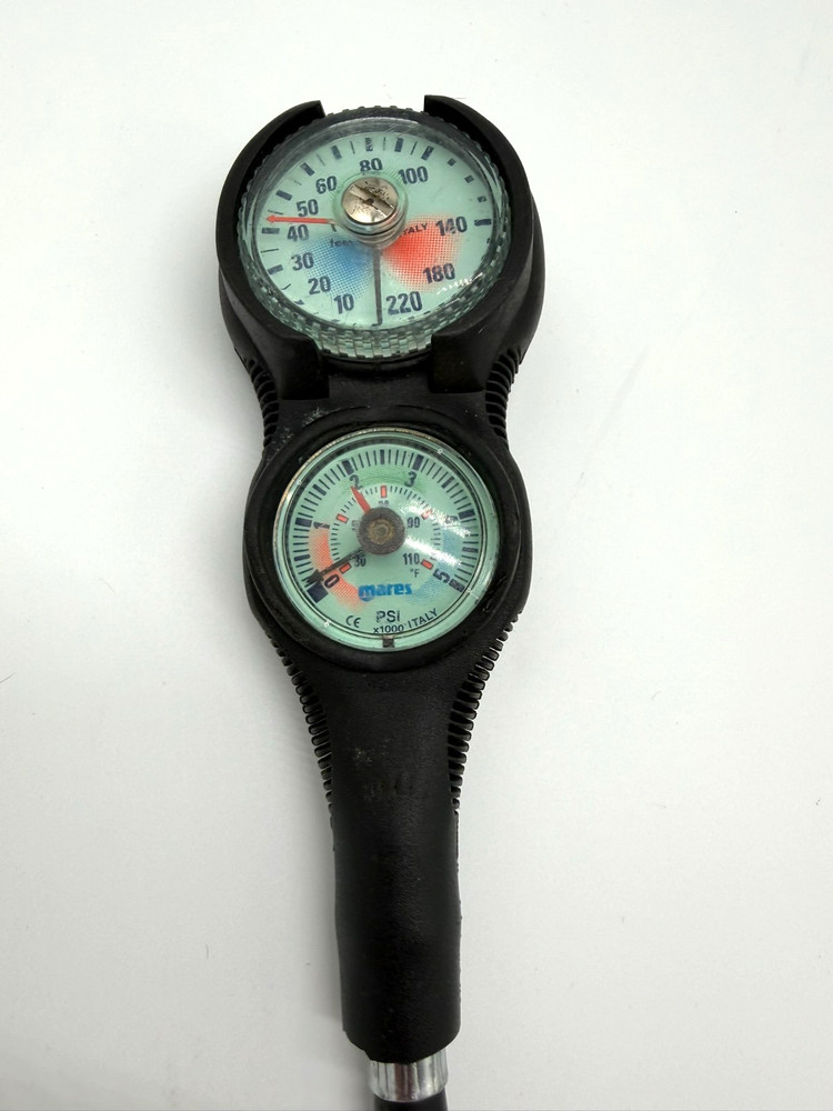 Vintage Mares Scuba Diving Gauge Console - Pressure & Depth