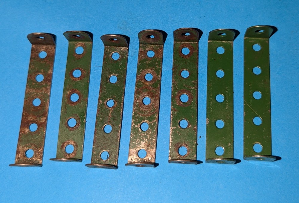 Meccano 7 x 48a Double angled strips Green