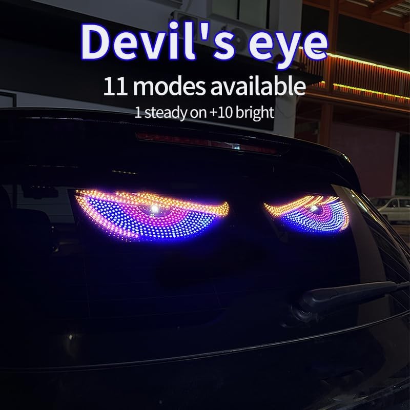 2X Devil Eyes Light for Car- LED Display Screen DIY Truck Windshield Eyes Lights