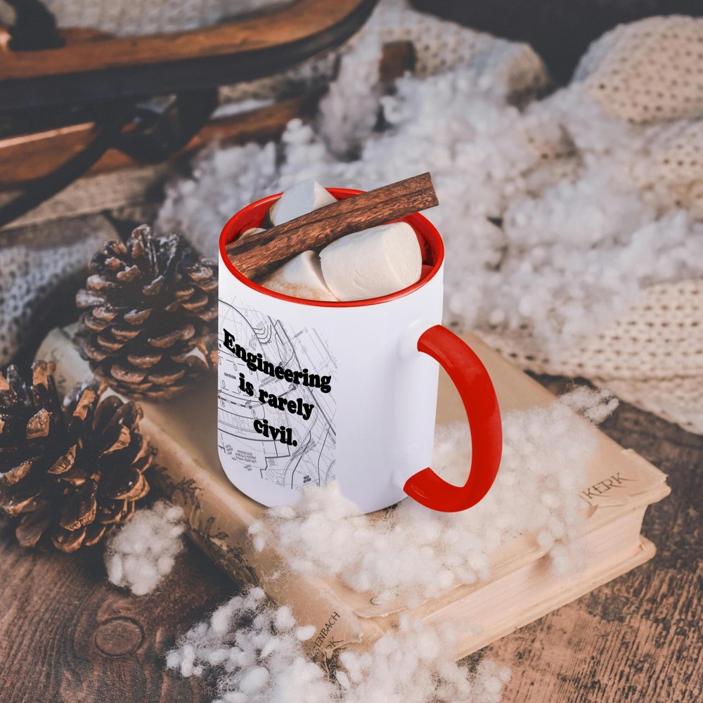 3dRose Engineering is Rarely Civil Mug, 11 oz, Red