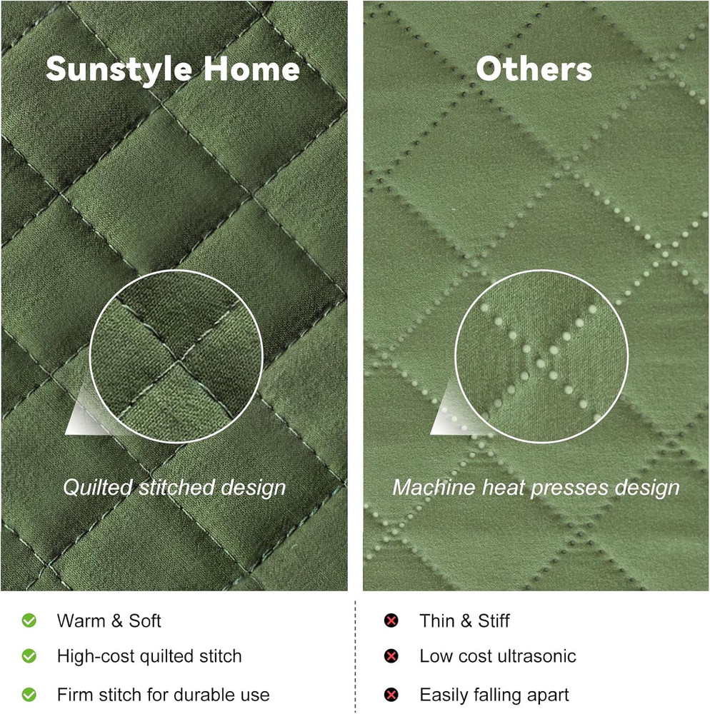 King Quilt Bedding Set Olive Green, Lightweight Comforter Bedspread Blanket King
