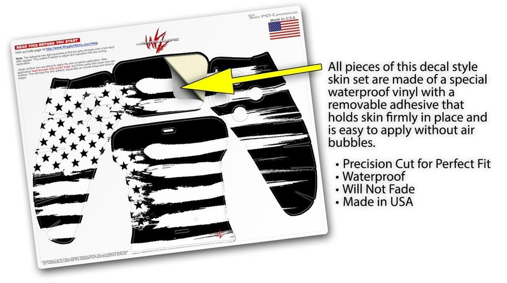 Skin Sony PS5 Controller Brushed USA American Flag