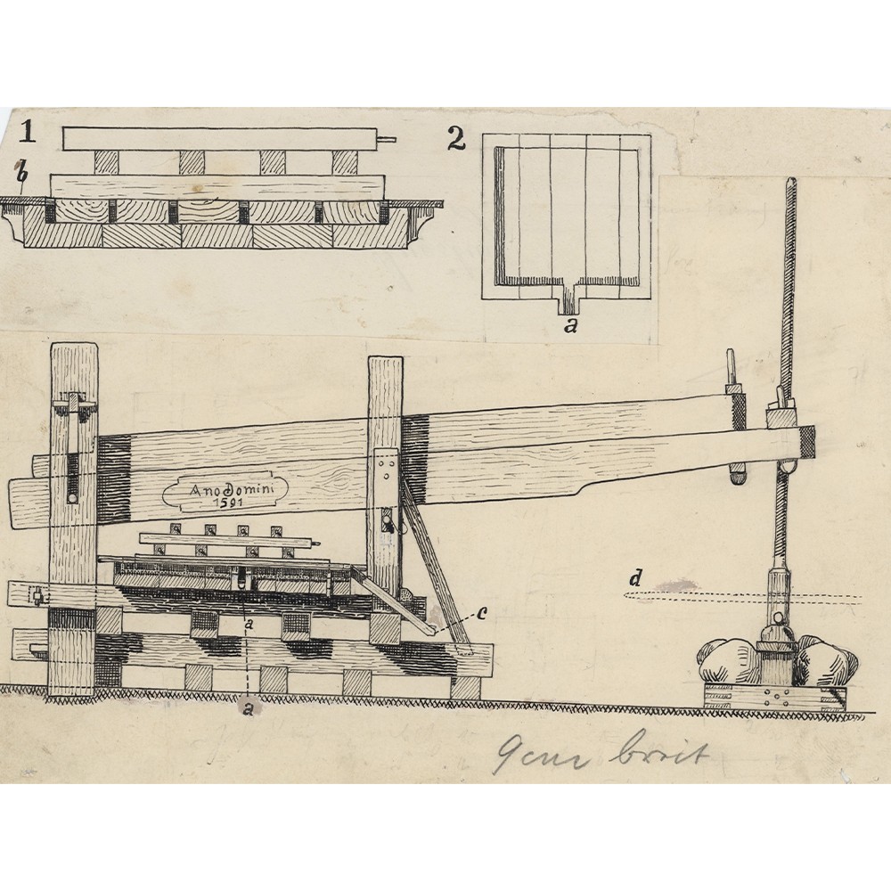 Book illustration technique technical device technical drawing ink around 1900