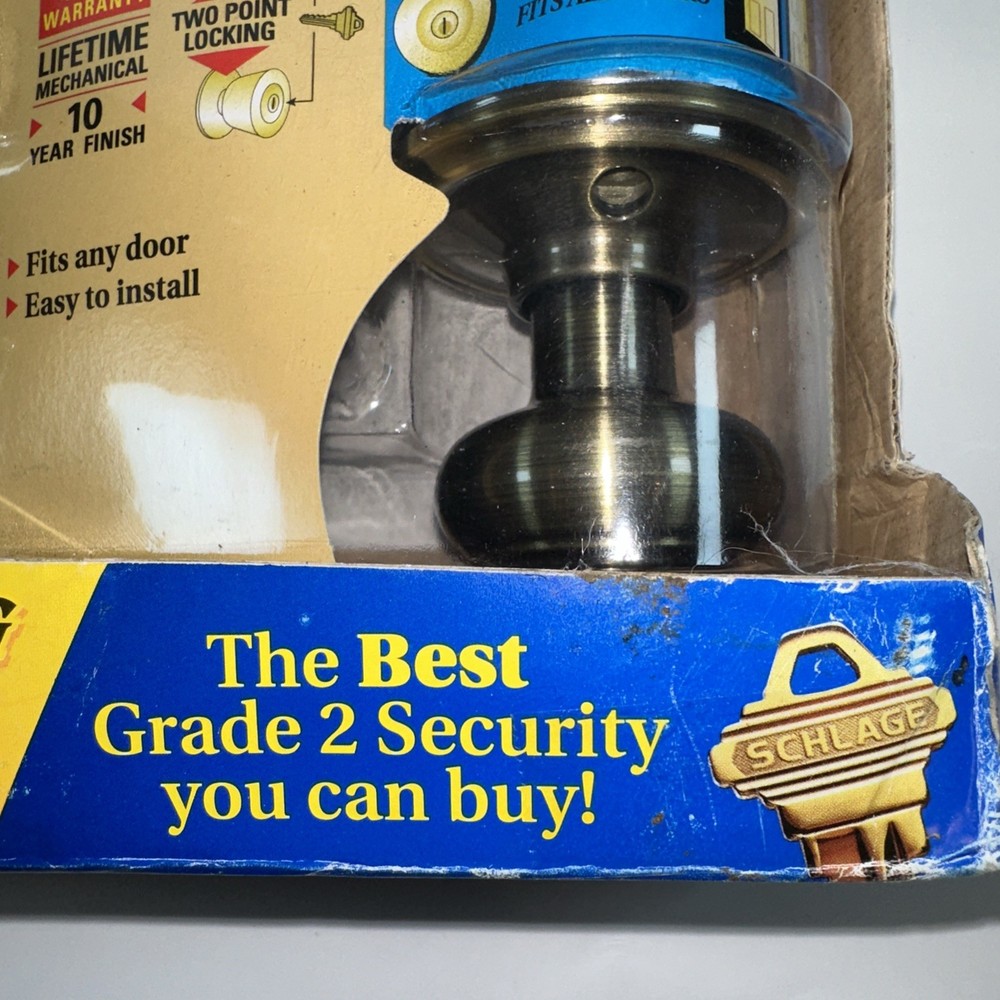 Schlage Maximum Security Deadbolt Keyed Entry~Grade 2 Max Security Antique Brass