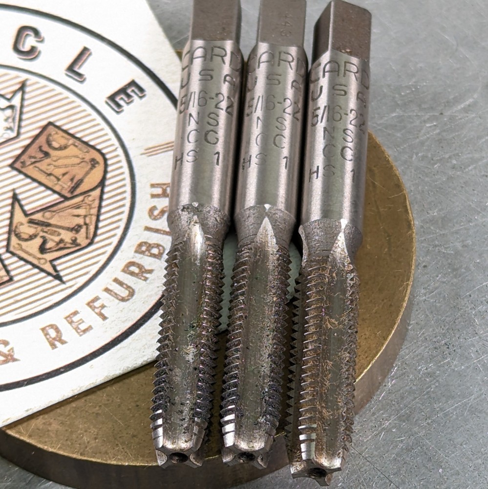 3 Taps 5/16-22 NS 4-Flute Sharp! Card USA HSS Machinist Toolmaker§059