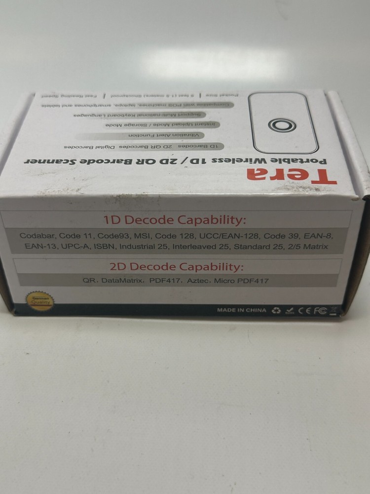 Tera X0027X350R Wireless Bar Code Scanner Mini Black - New Fast Ship