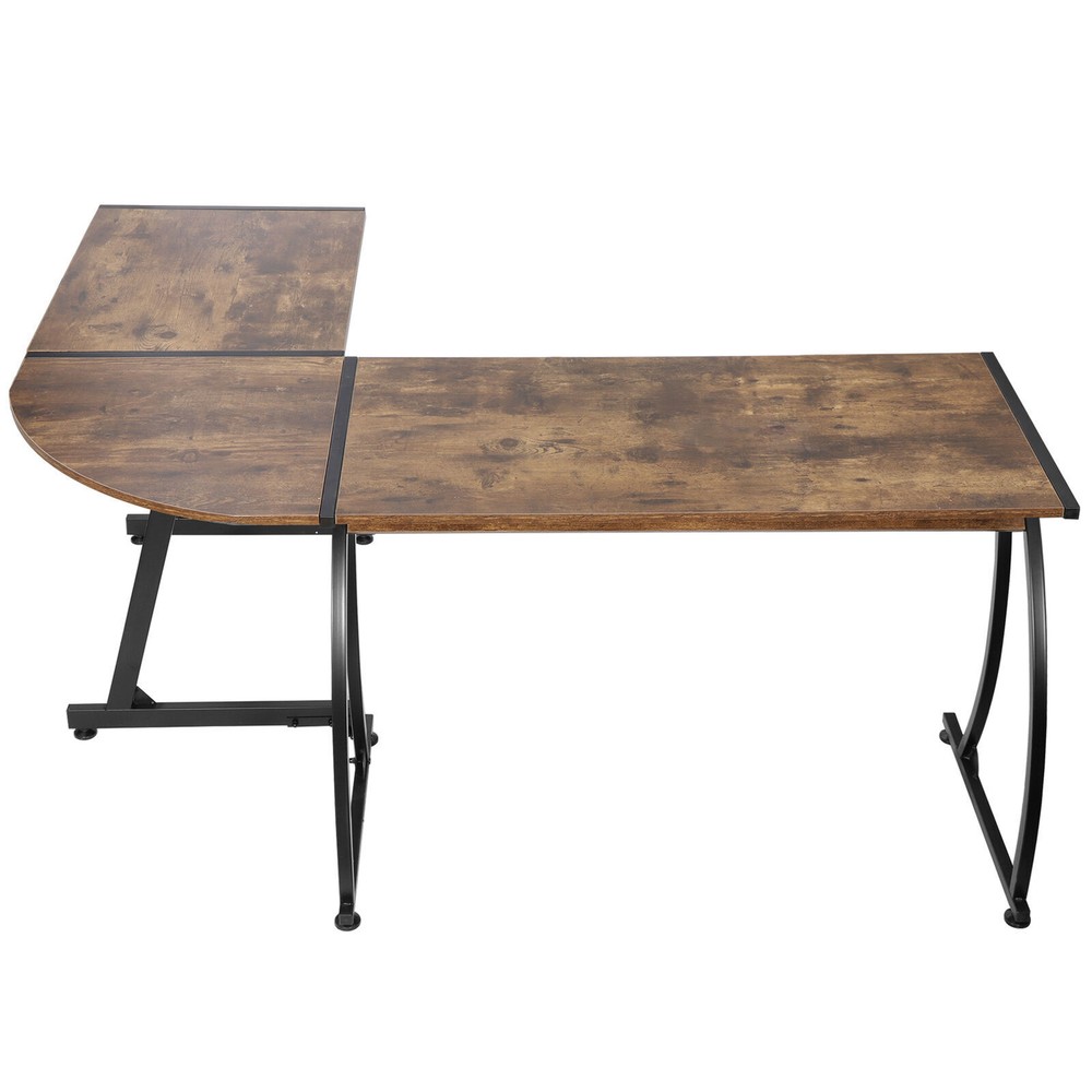 L-Shaped Computer Desk Corner Desk Laptop Study Writing Table Sturdy Brown