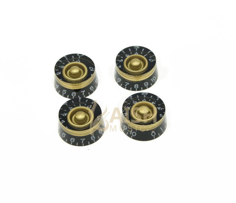 KAISH 4pcs for LP Guitar Speed Dial Knobs Control Knobs Black/Gold for Les Paul