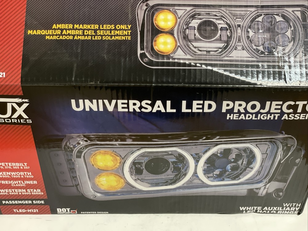 TLED-H121 Universal LED Projector Headlight Assembly CHROME PASSENGER SIDE