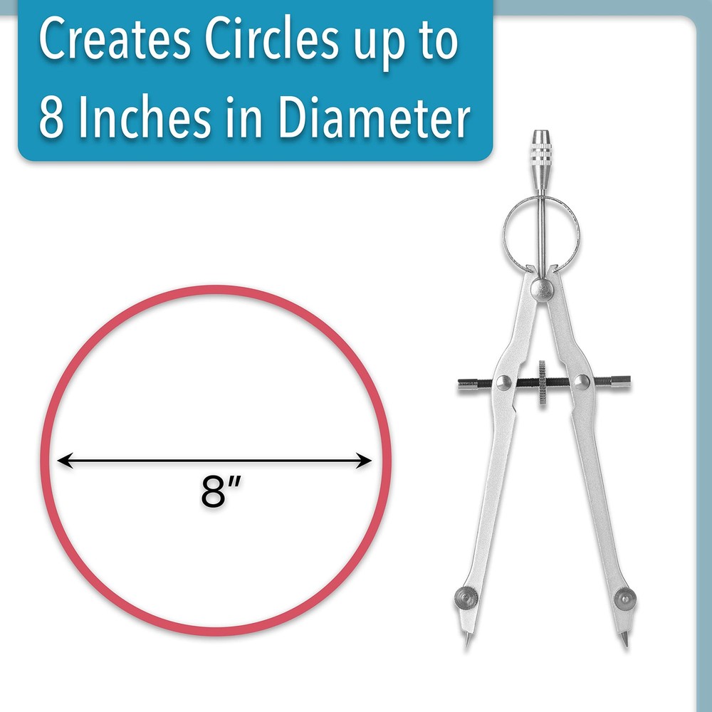 Mr. Pen- Professional Compass for Geometry, Extra Lead, Metal Compass, Silver