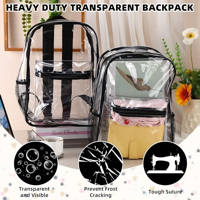 Clear Backpack, 15'' Clear Backpacks for School Heavy Duty