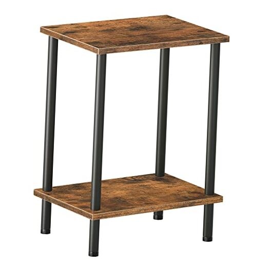 End Table, Small Side Table, Nightstand with 2-Layer 1 Rustic Brown + Black