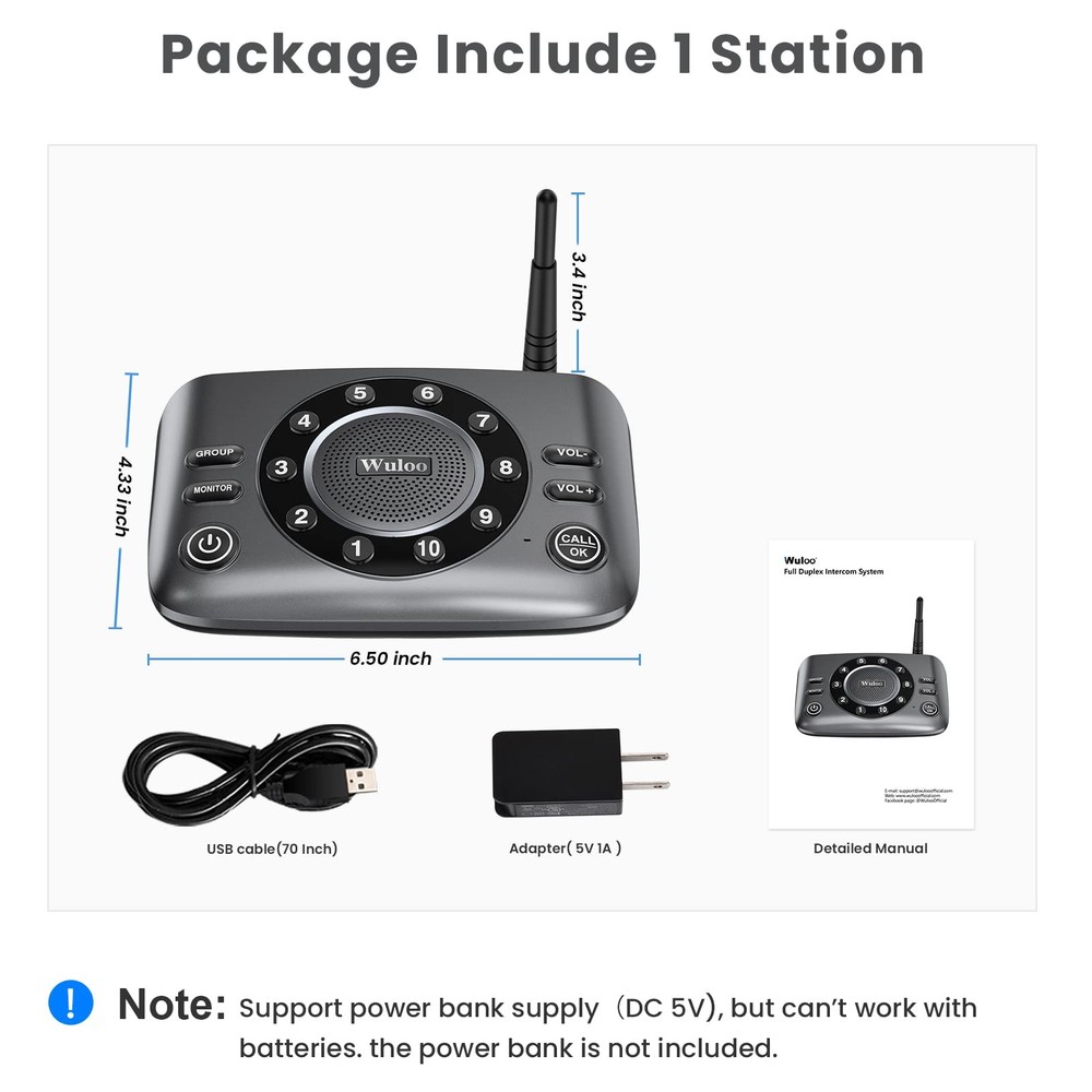 Updated Two-Way Wireless Intercoms Full Duplex for Home Communication 10-Channel