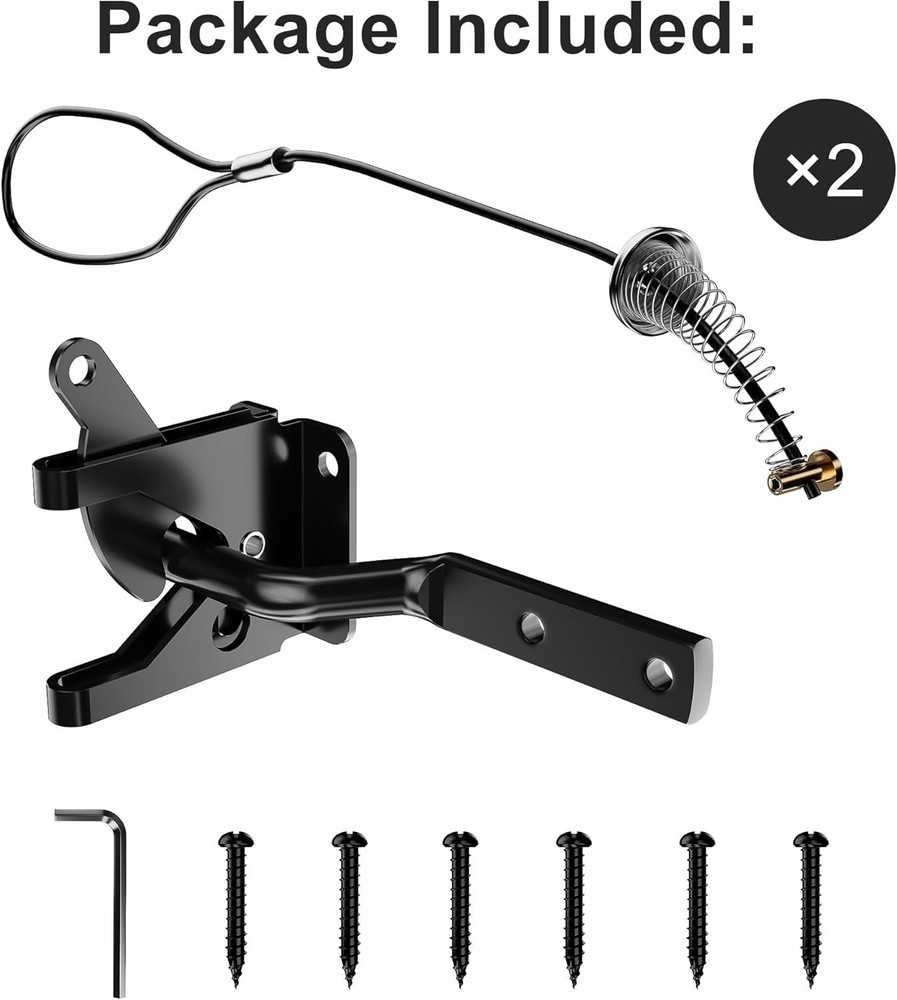 2 Pack Self-Locking Carbon Steel Fence Gate Latch - Durable Security Solution
