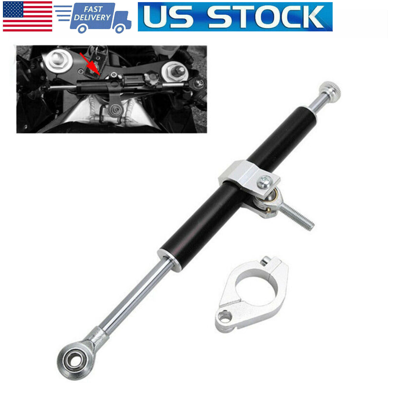330mm Motorcycle Aluminum Steering Damper Stabilizer Linear Universal