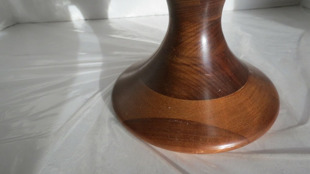 Vintage Fame Large Round Wood Nut Bowl - Solid Walnut