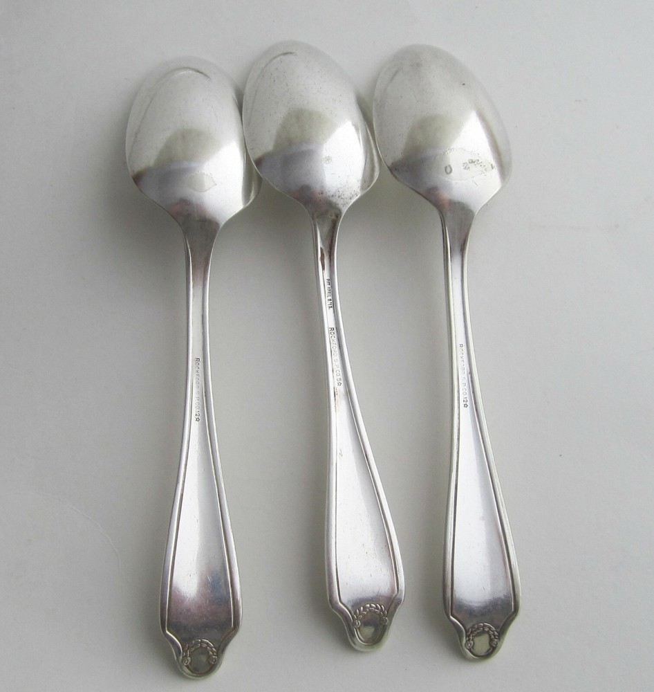 3 Antique 1908 Rockford Oneida HAWTHORNE Teaspoons - No Mono