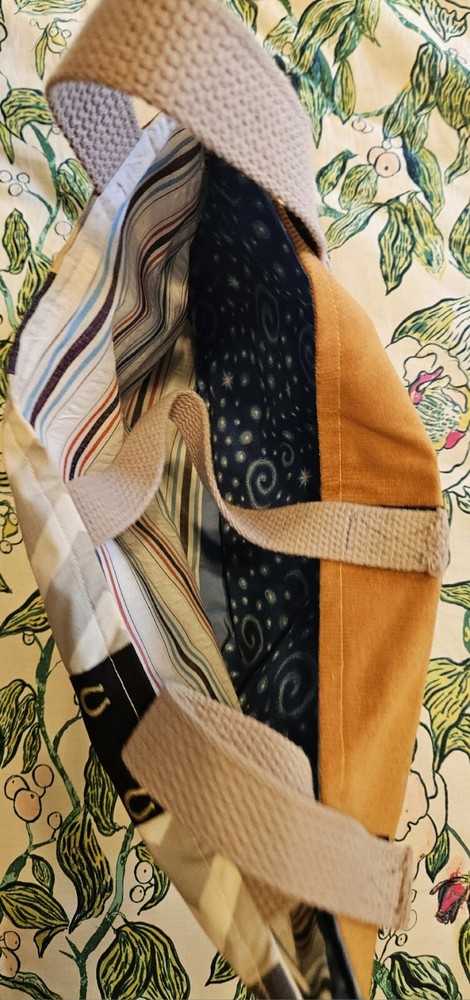 Handmade Corduroy Walker Bag w Patchwork Back and Front Pocket